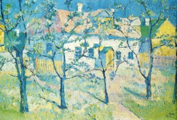 Jardín de primavera en flor 1904 Kazimir Malevich árboles Pinturas al óleo
